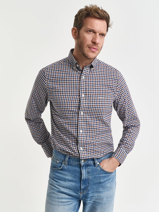 Gant Men Brown Checks Collar Shirt