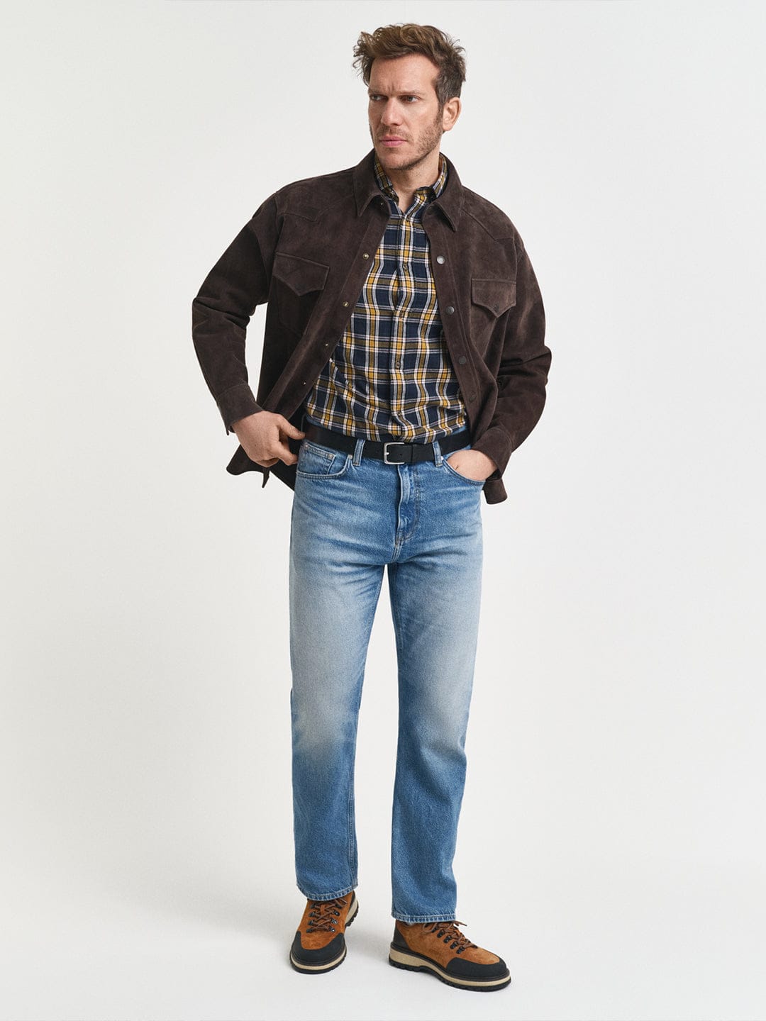 Gant Men Blue Checks Collar Shirt