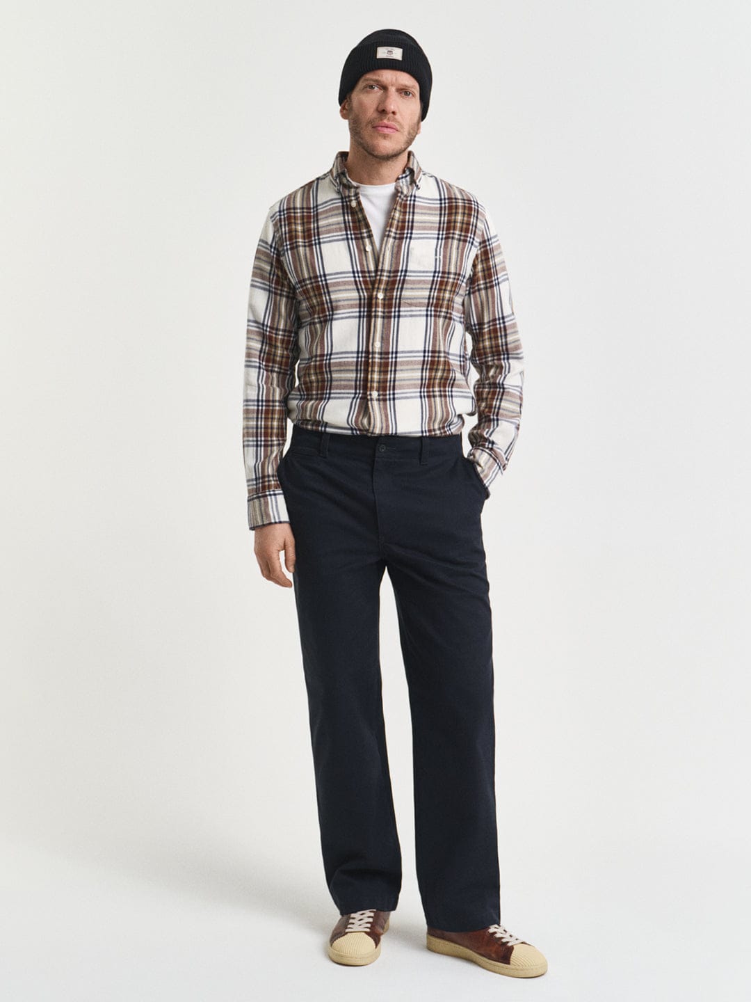 Gant Men Cream Checks Collar Shirt