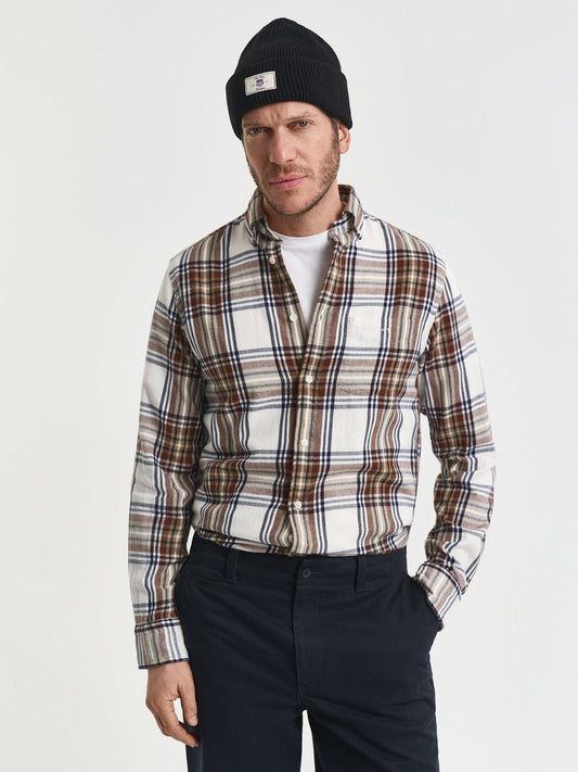 Gant Men Cream Checks Collar Shirt