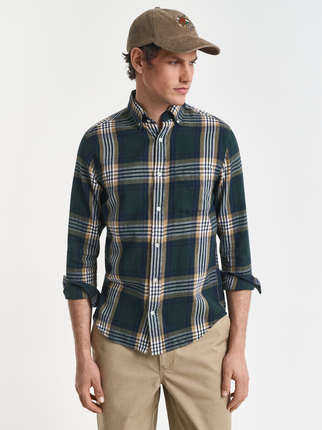 Gant Men Green Checks Collar Shirt