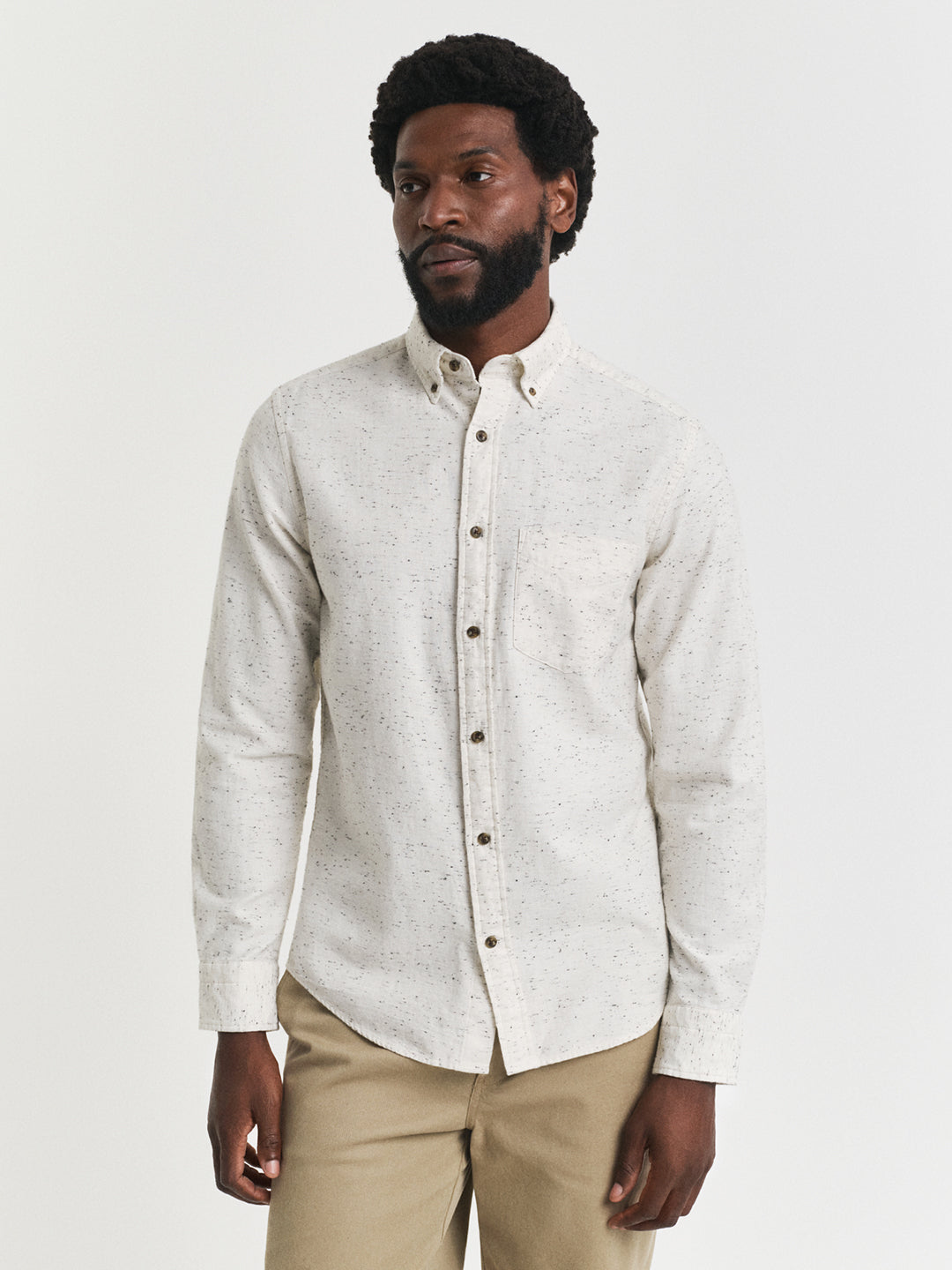 Gant Men Cream Solid Collar Shirt