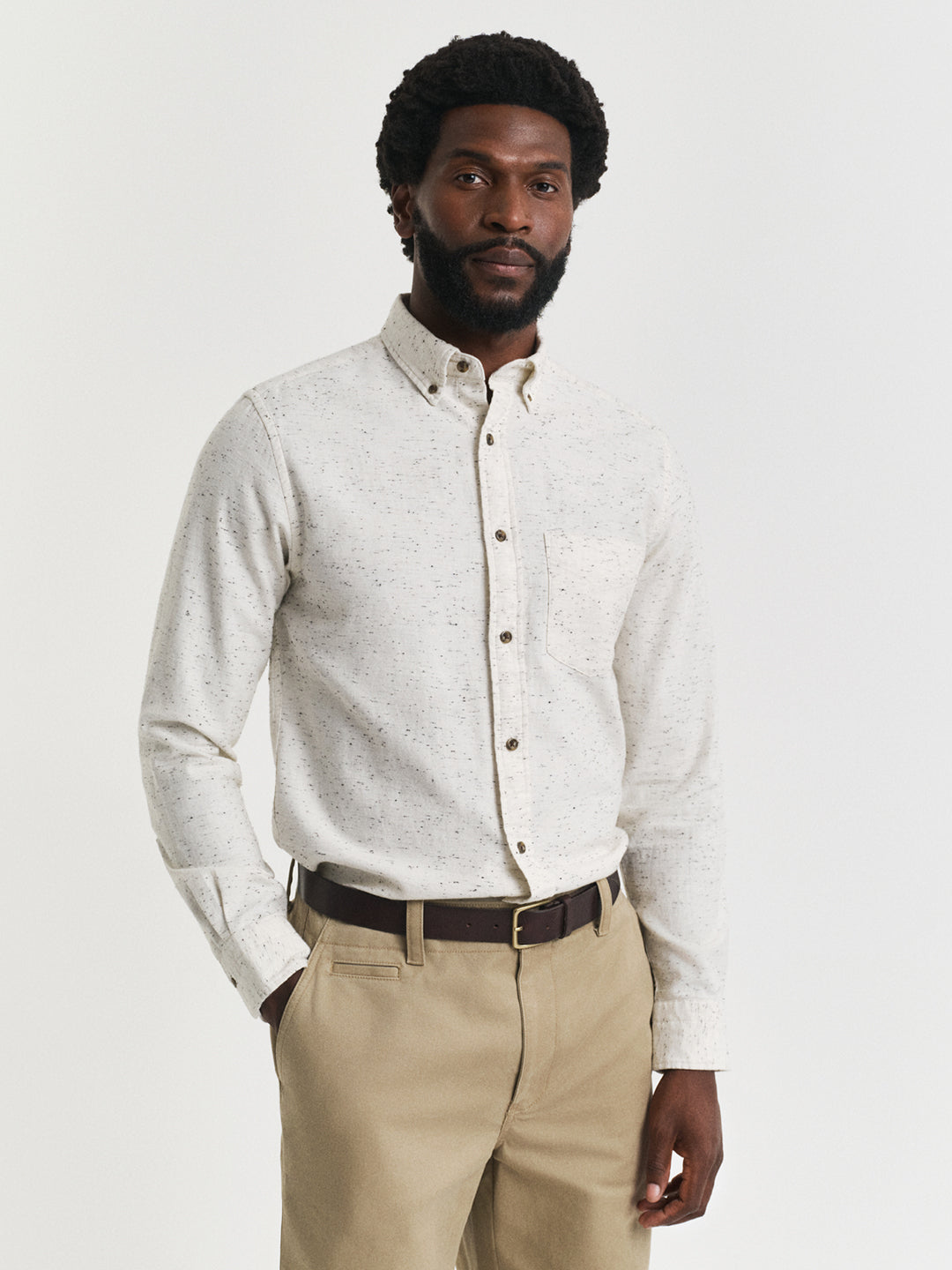 Gant Men Cream Solid Collar Shirt