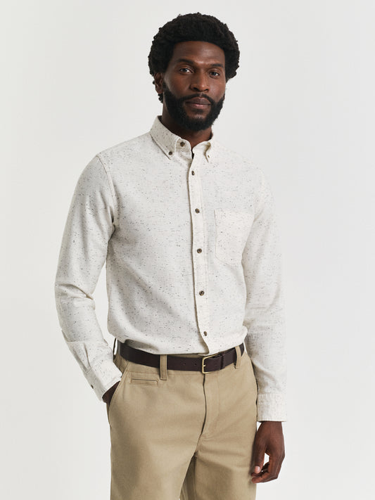 Gant Men Cream Solid Collar Shirt