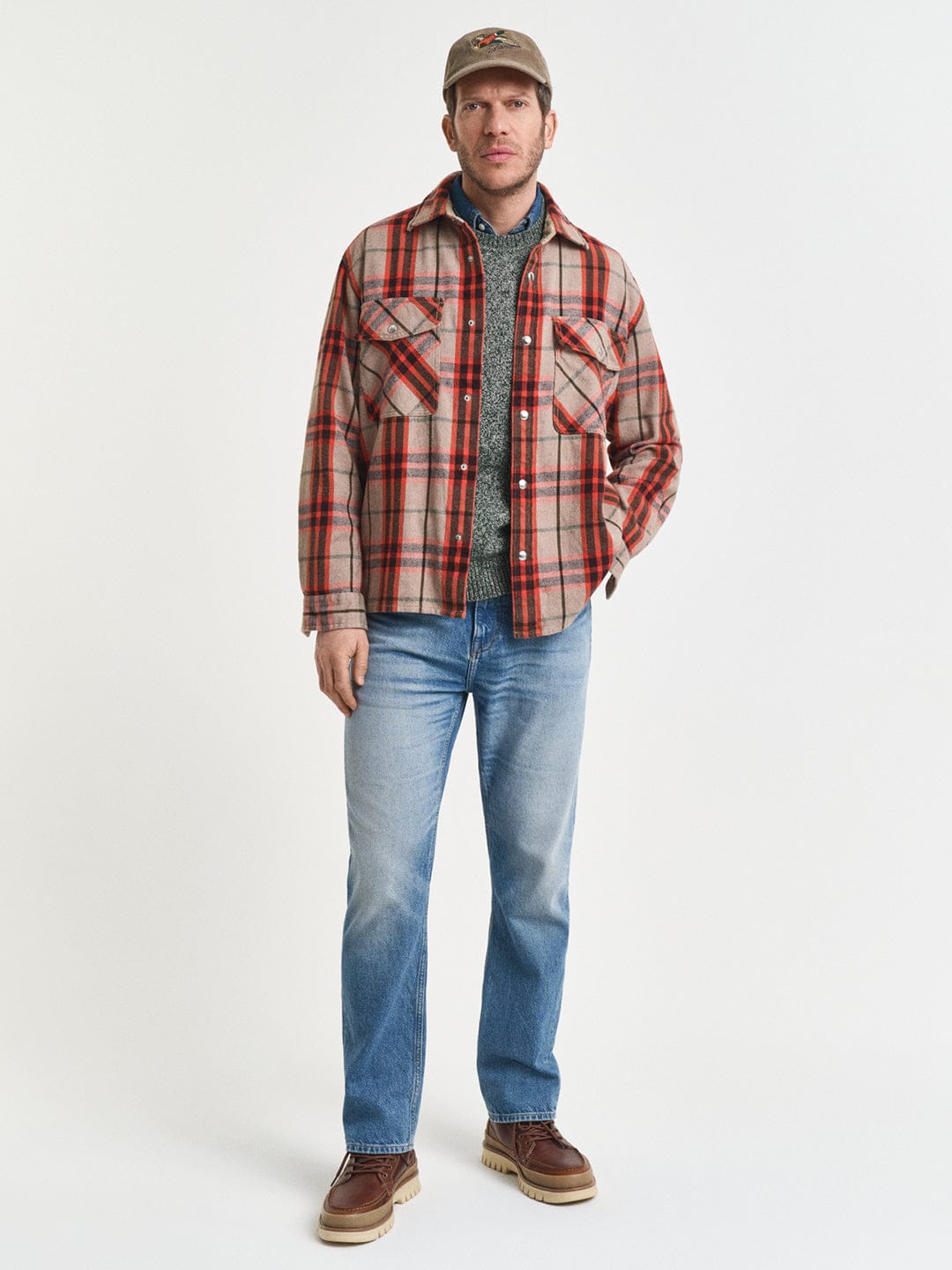 Gant Men Orange Checks Collar Shirt