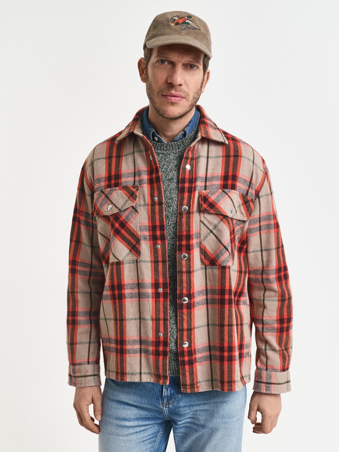 Gant Men Orange Checks Collar Shirt