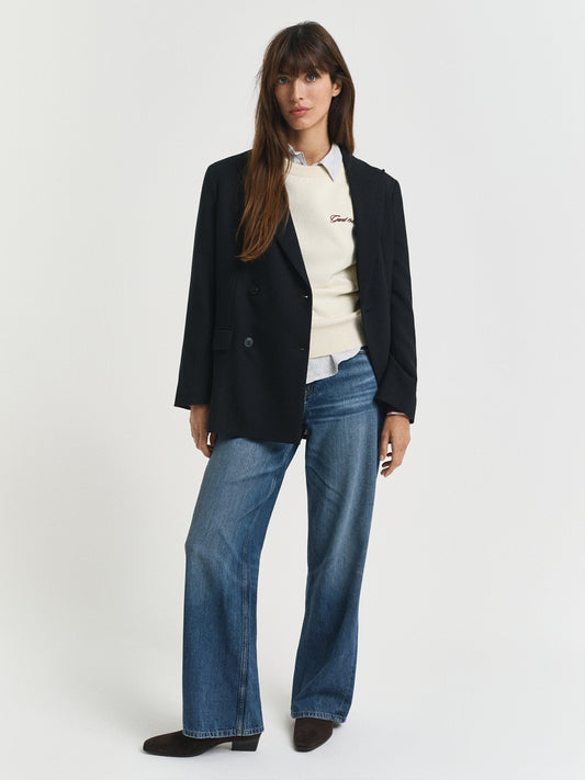 Gant Women Red Coloublocked Crew Neck Sweater