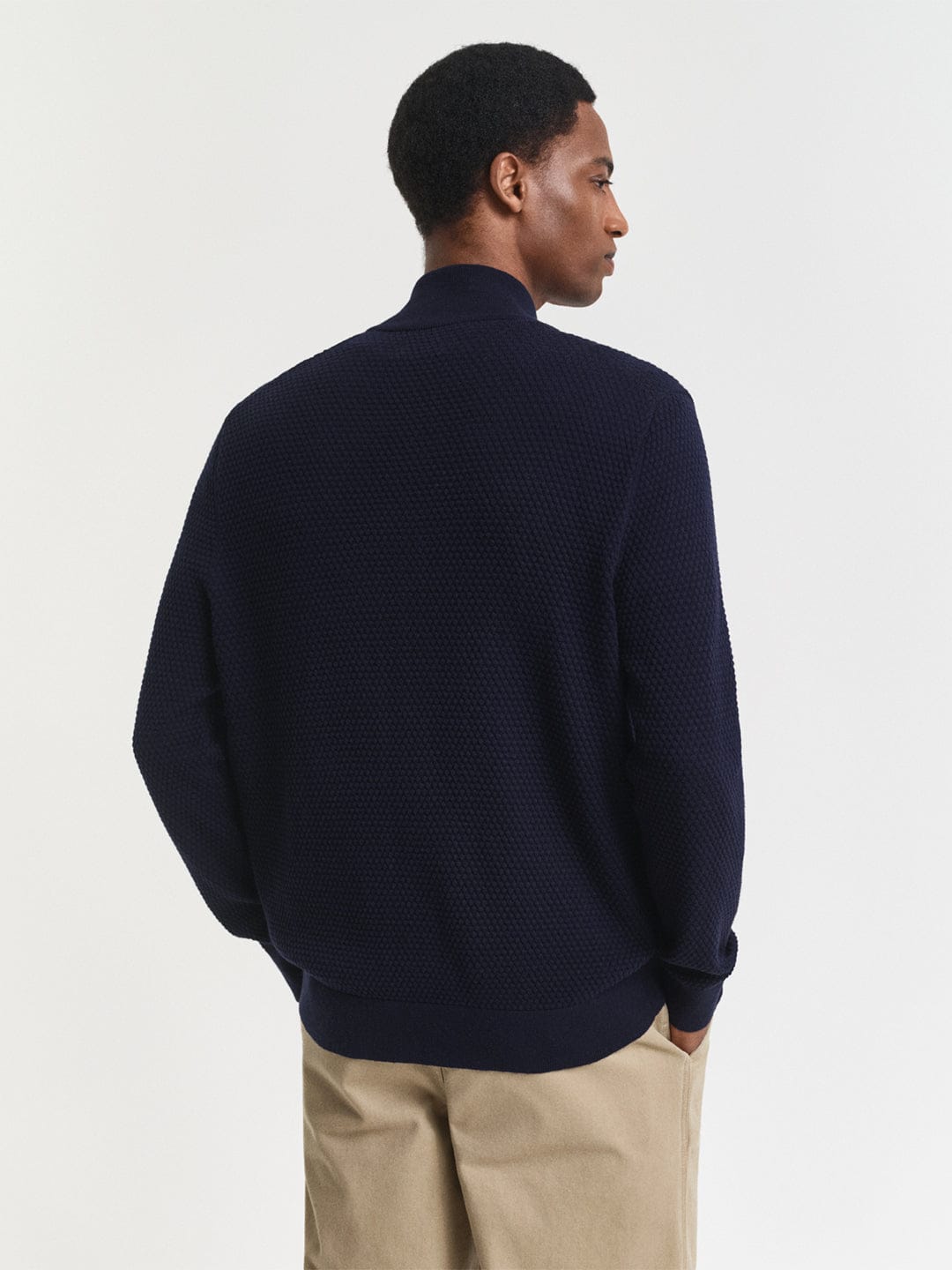 Gant Men Blue Solid Collar Sweater