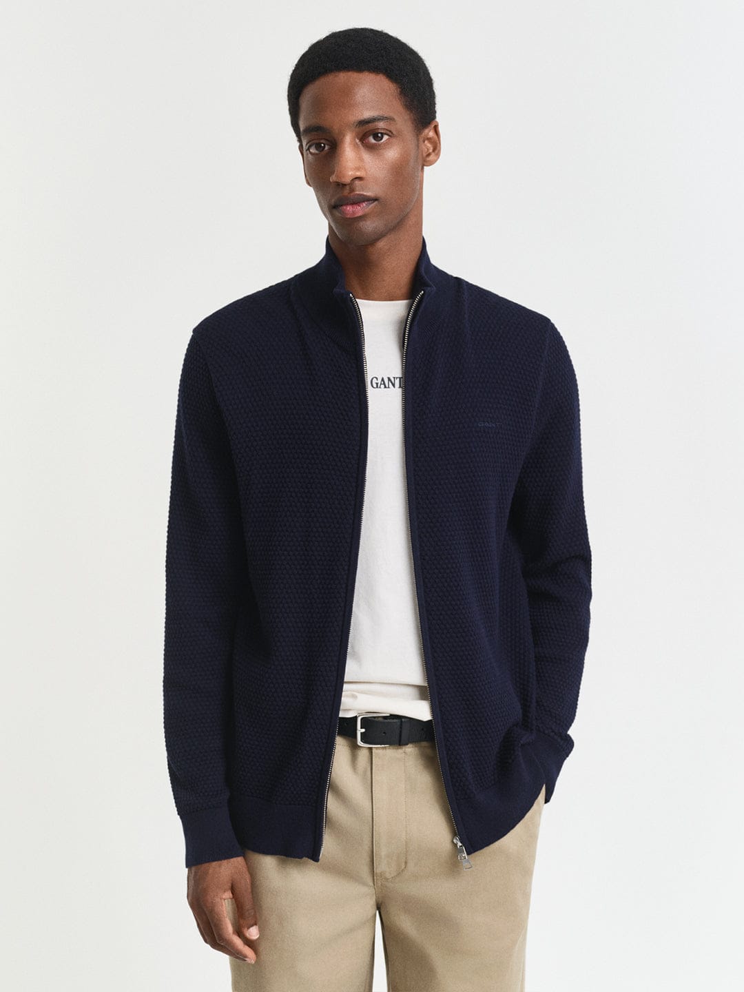Gant Men Blue Solid Collar Sweater