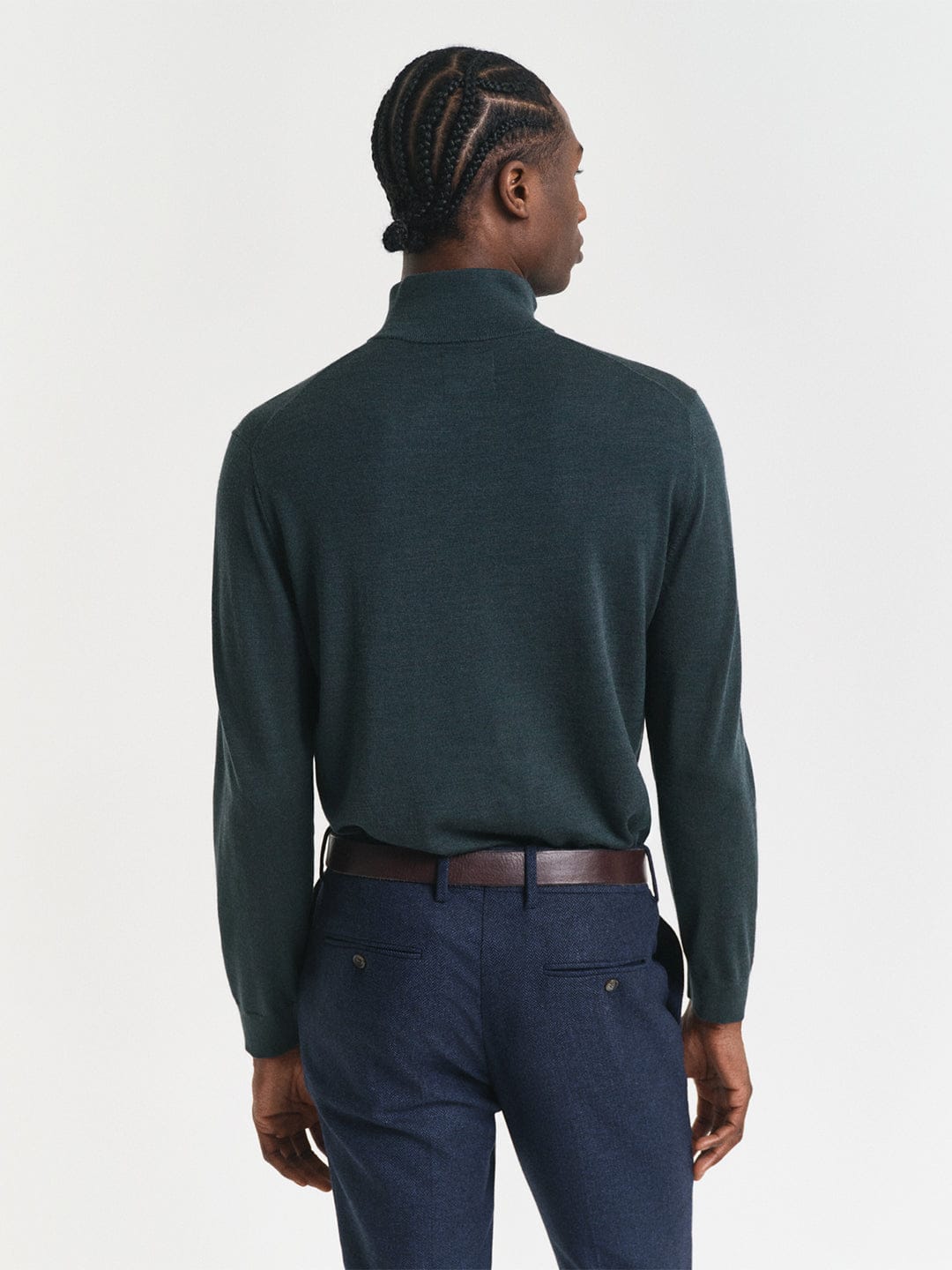 Gant Men Green Solid Half Zip Sweater