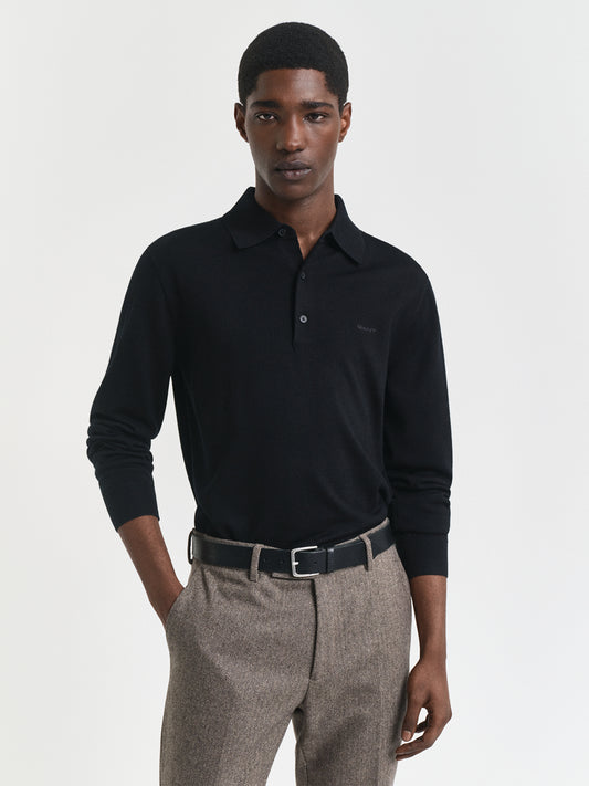 Gant Men Black Solid Collar Sweater