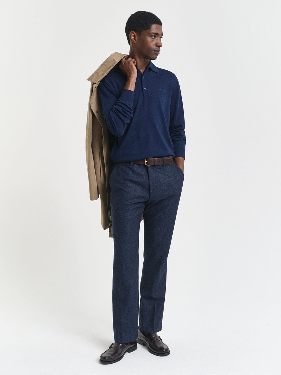 Gant Men Blue Solid Collar Sweater