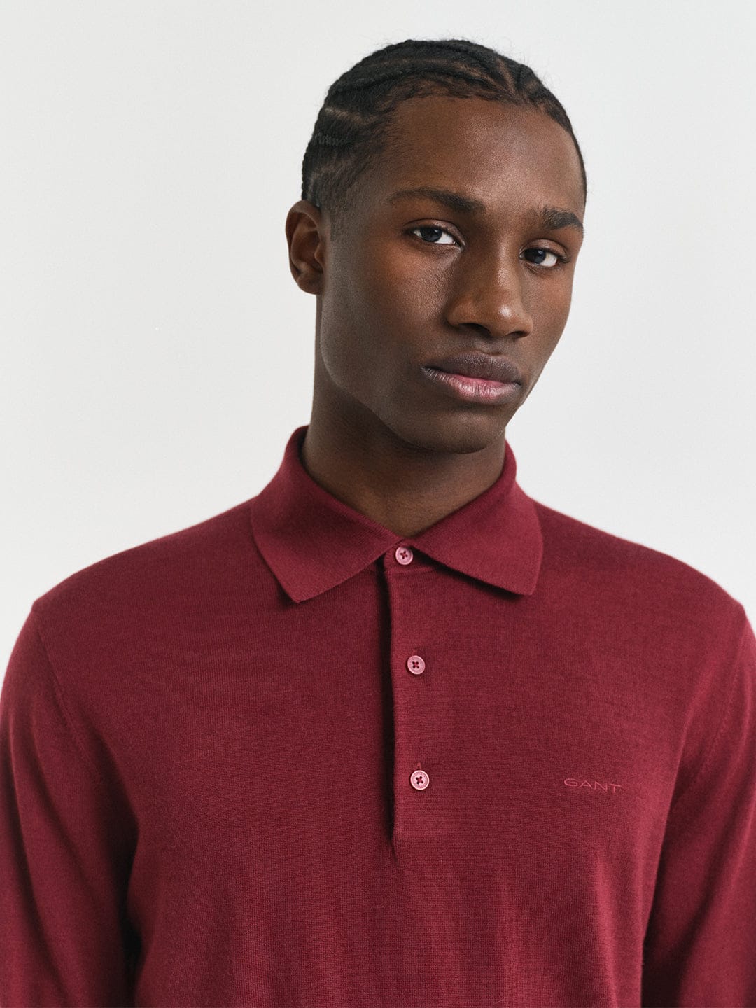Gant Men Red Solid Collar Sweater
