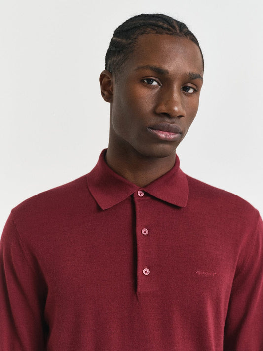 Gant Men Red Solid Collar Sweater