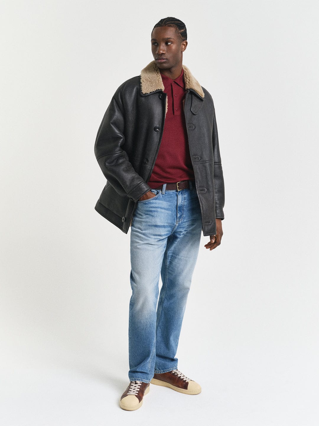 Gant Men Red Solid Collar Sweater