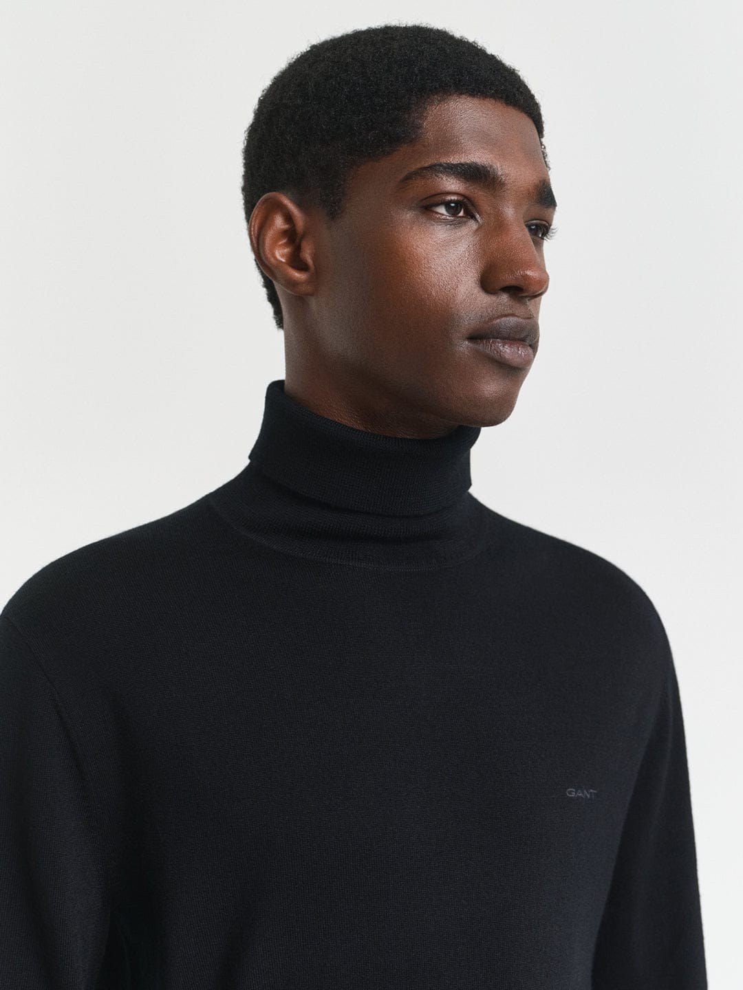Gant Men Black Solid High Neck Sweater