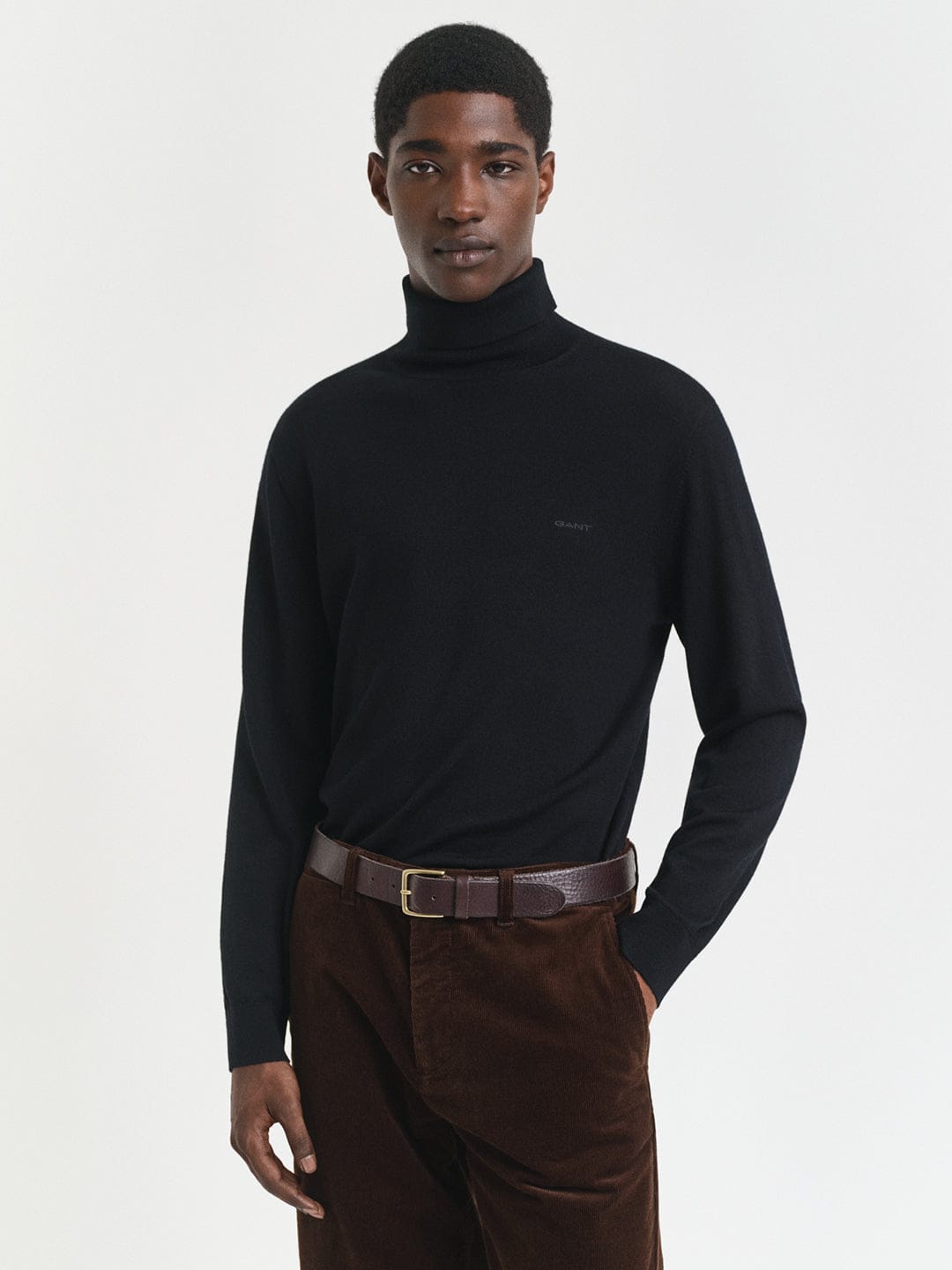 Gant Men Black Solid High Neck Sweater