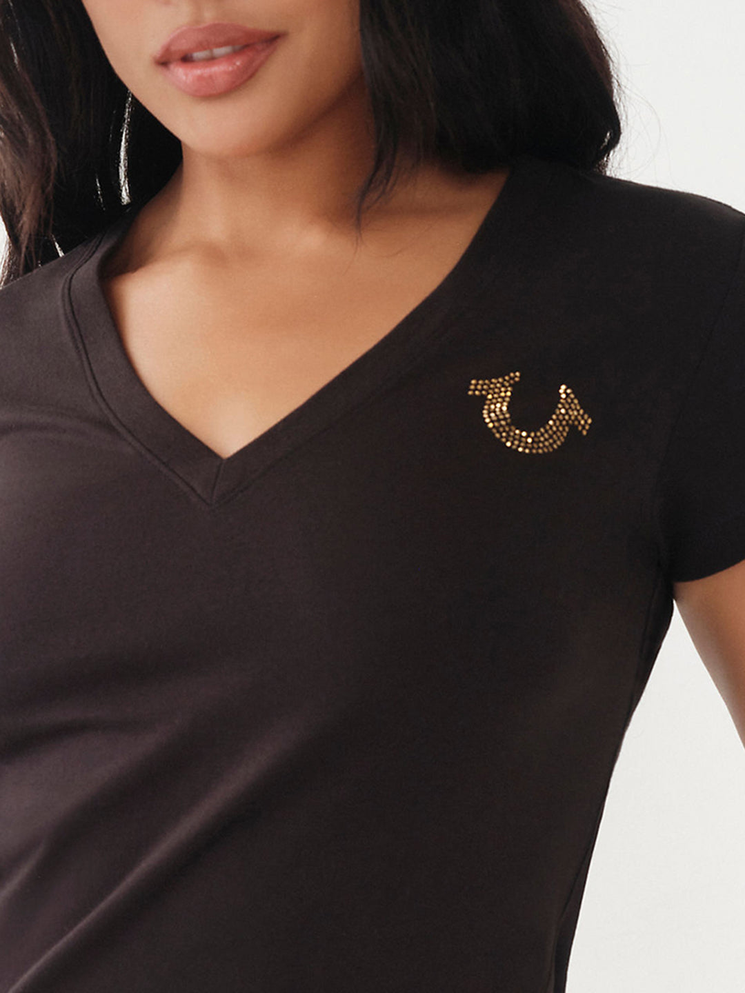 True Religion Black Crystal Logo Slim Fit T-Shirt