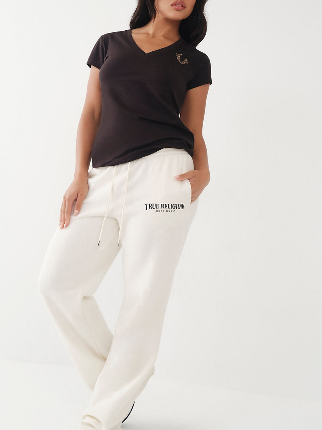 True Religion Black Crystal Logo Slim Fit T-Shirt