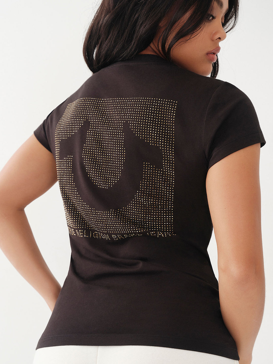 True Religion Black Crystal Logo Slim Fit T-Shirt