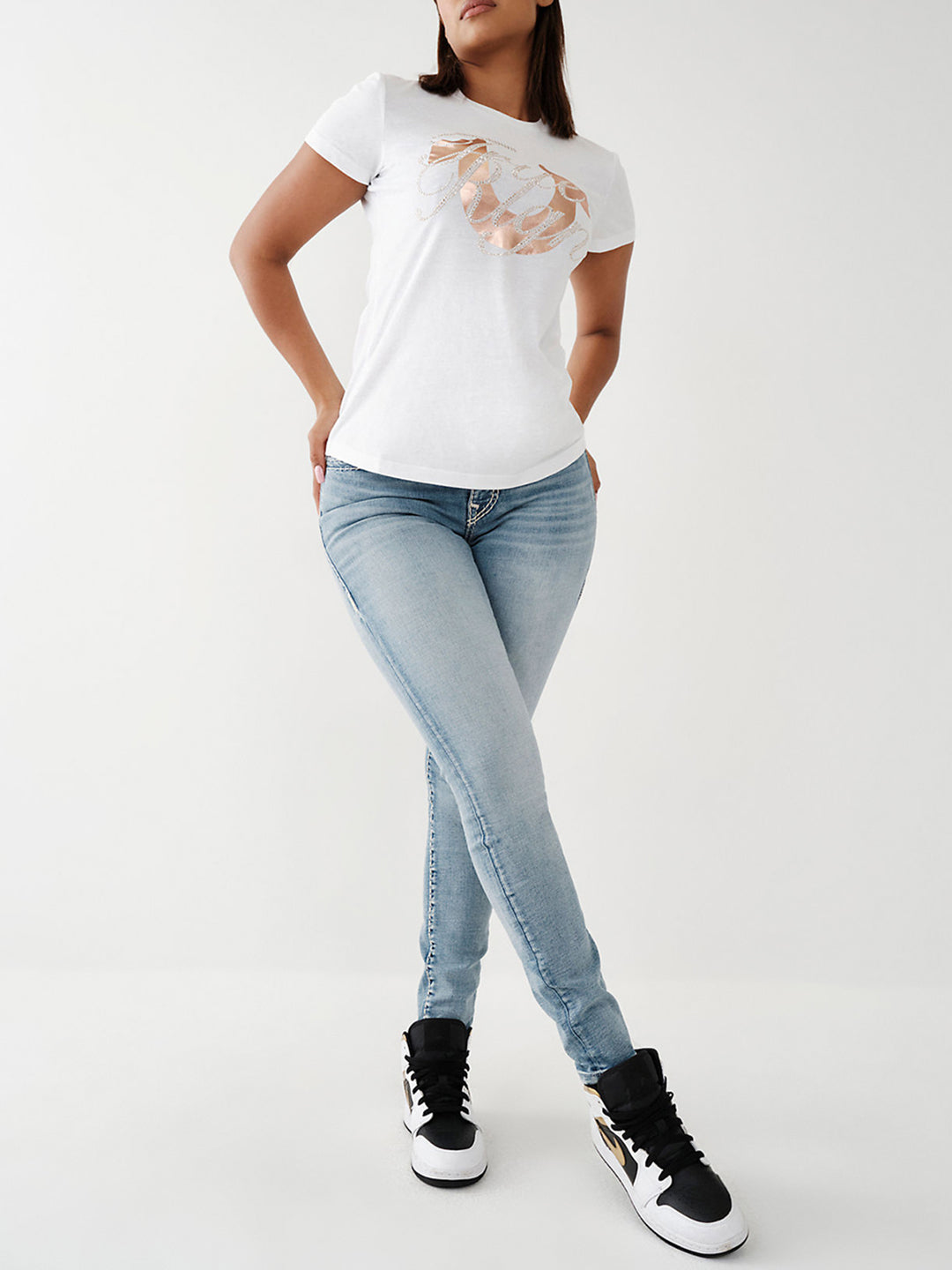Shop True Religion Super T Jennie Super Skinny Blue Mid Rise Jeans