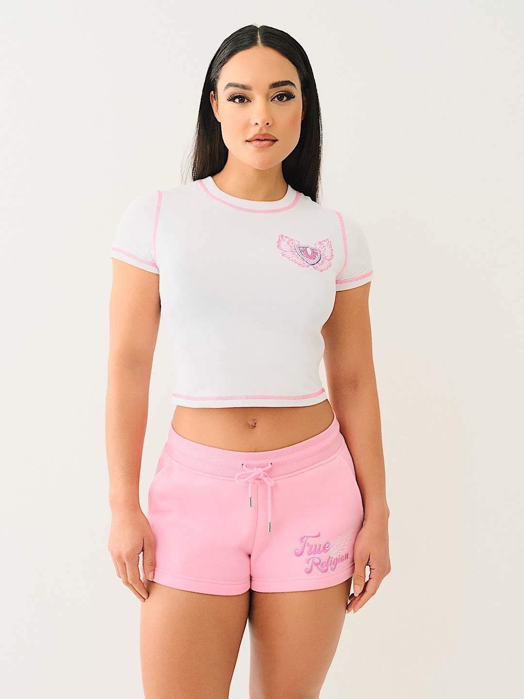 True Religion Women White Placement Print Round Neck Top