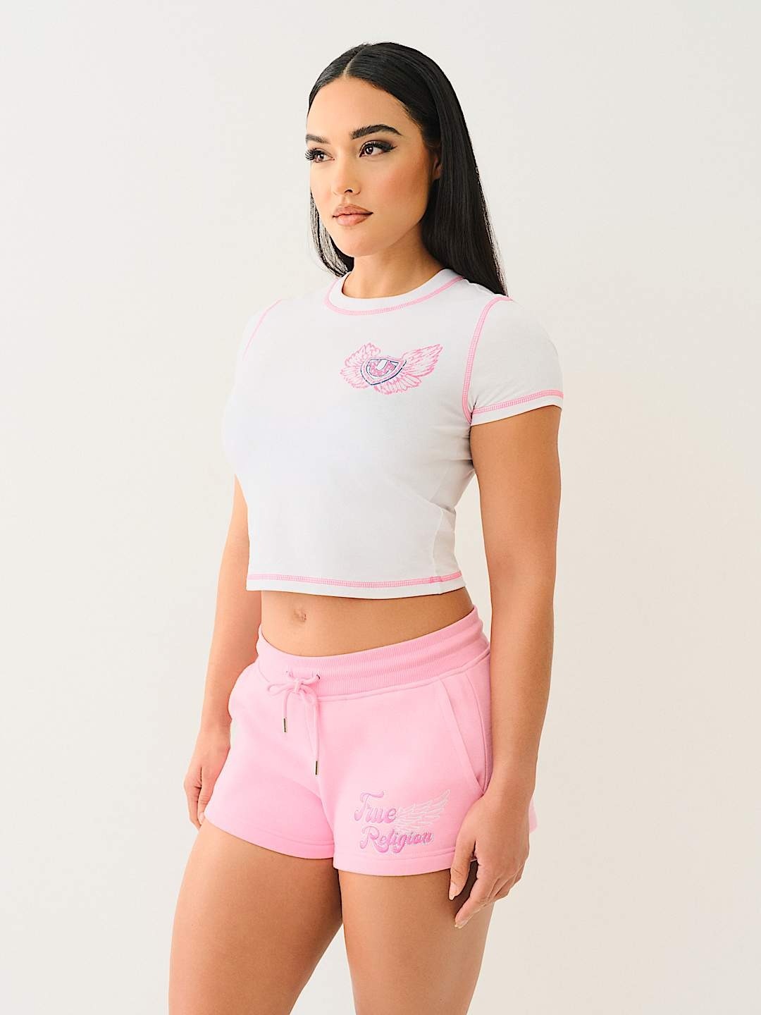 True Religion Women White Placement Print Round Neck Top