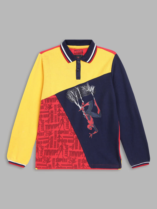 Blue Giraffe Boys Multicolor Printed Polo Collar Full Sleeves Tshirt