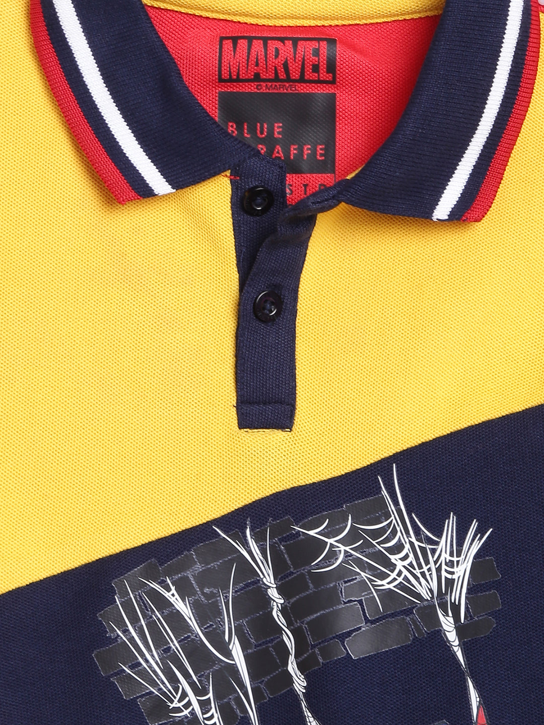 Blue Giraffe Boys Multicolor Printed Polo Collar Full Sleeves Tshirt