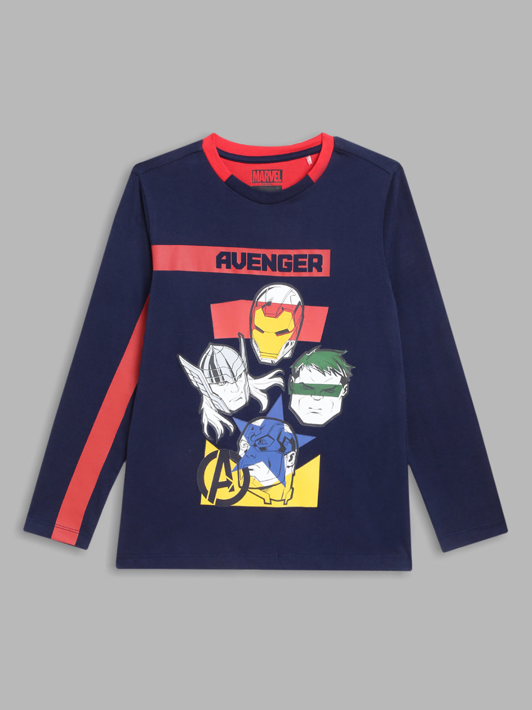 Blue Giraffe Boys Blue Printed Round Neck Full Sleeves Tshirt