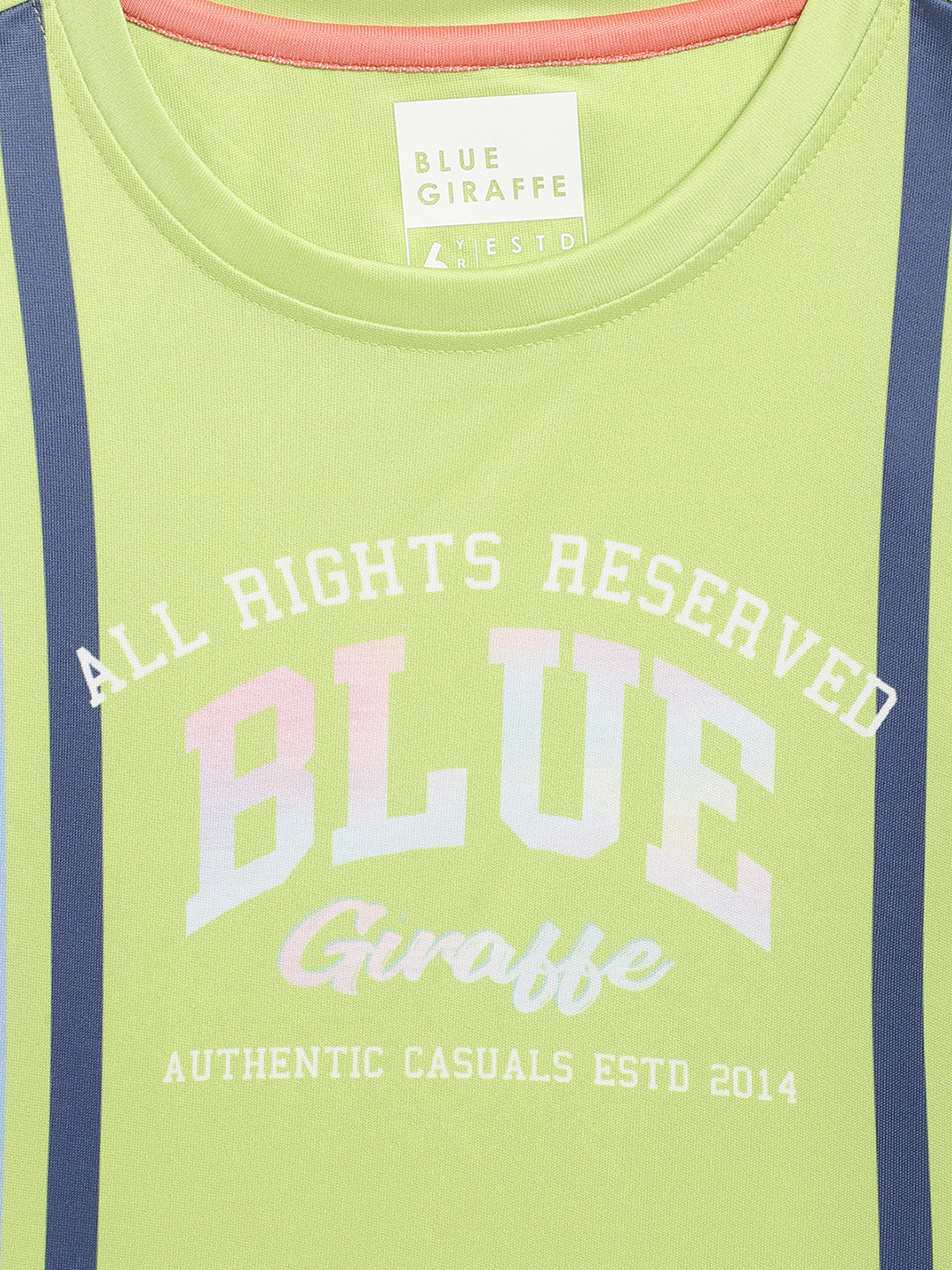 Blue Giraffe Boys Multicolor Colorblocked Round Neck Short Sleeves Tshirt