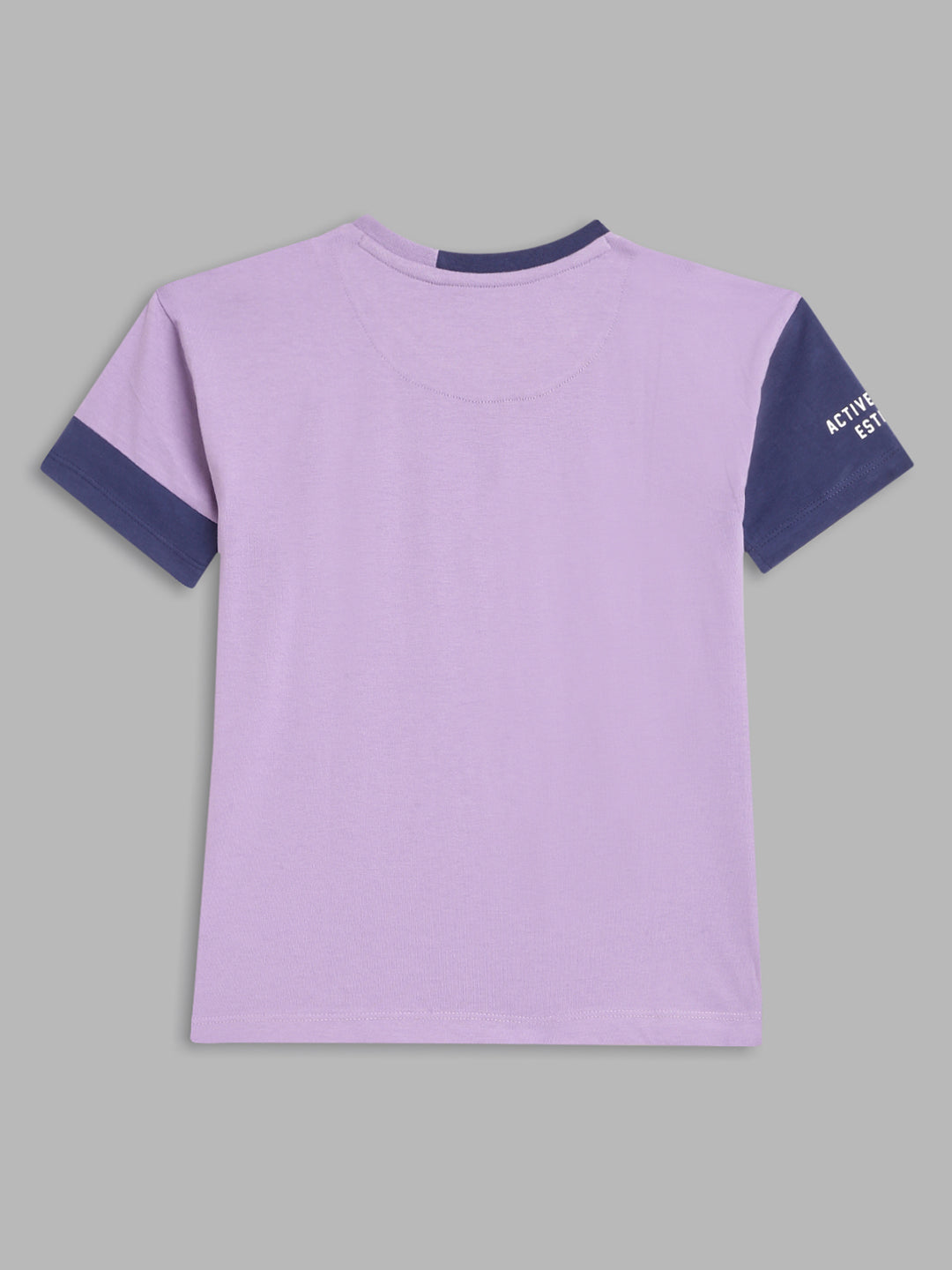 Blue Giraffe Boys Purple Printed Round Neck Short Sleeves Tshirt