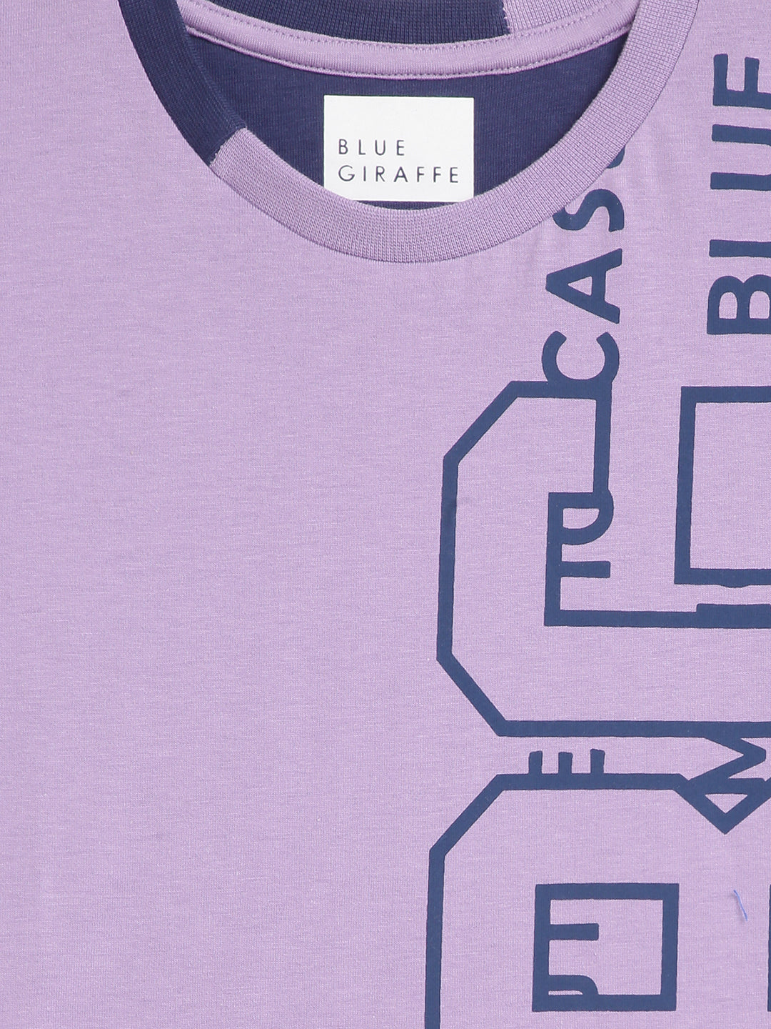 Blue Giraffe Boys Purple Printed Round Neck Short Sleeves Tshirt