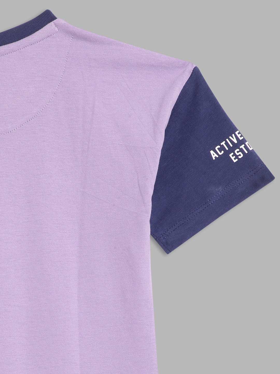 Blue Giraffe Boys Purple Printed Round Neck Short Sleeves Tshirt