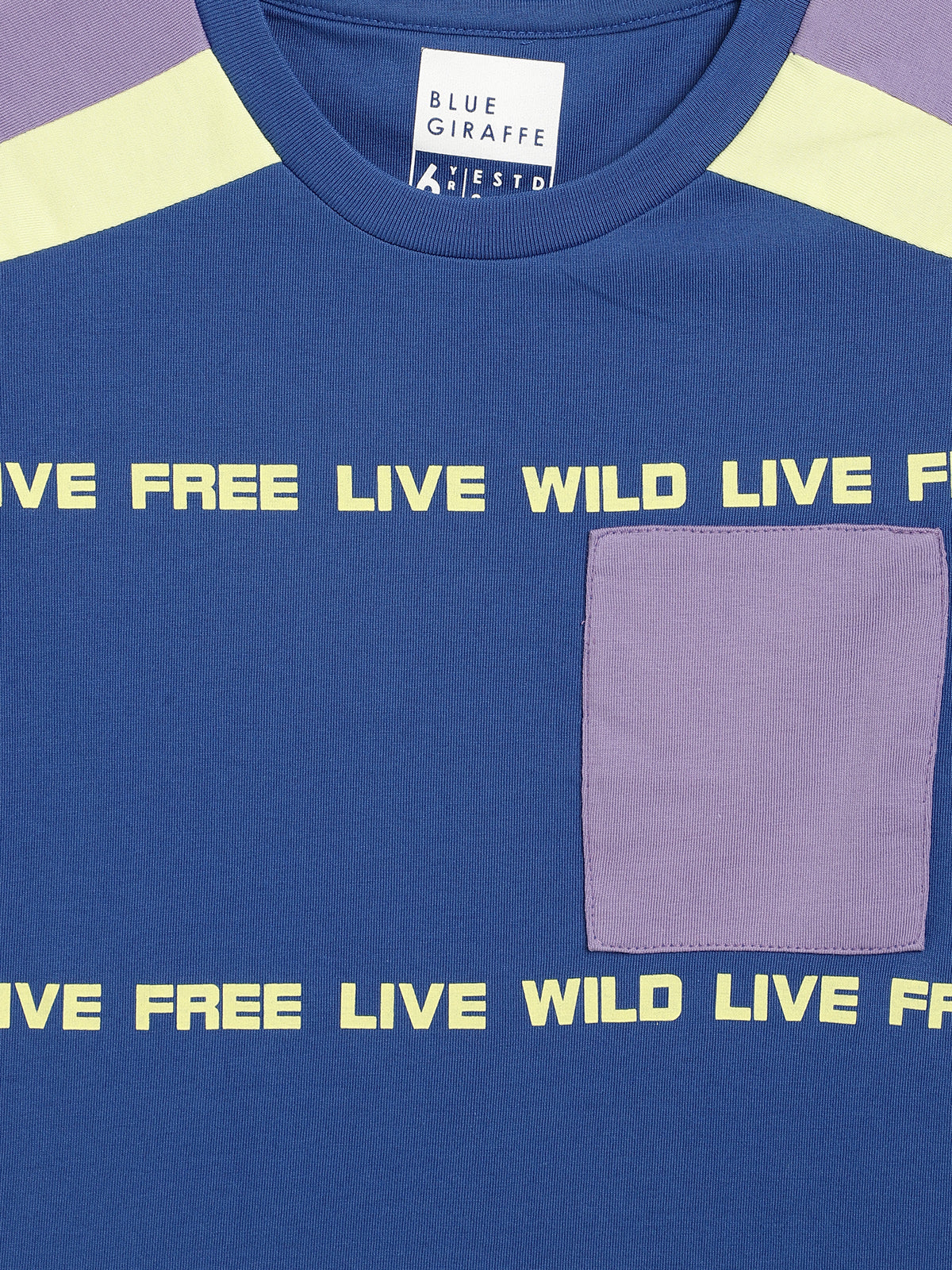Blue Giraffe Boys Blue Printed Round Neck Short Sleeves Tshirt