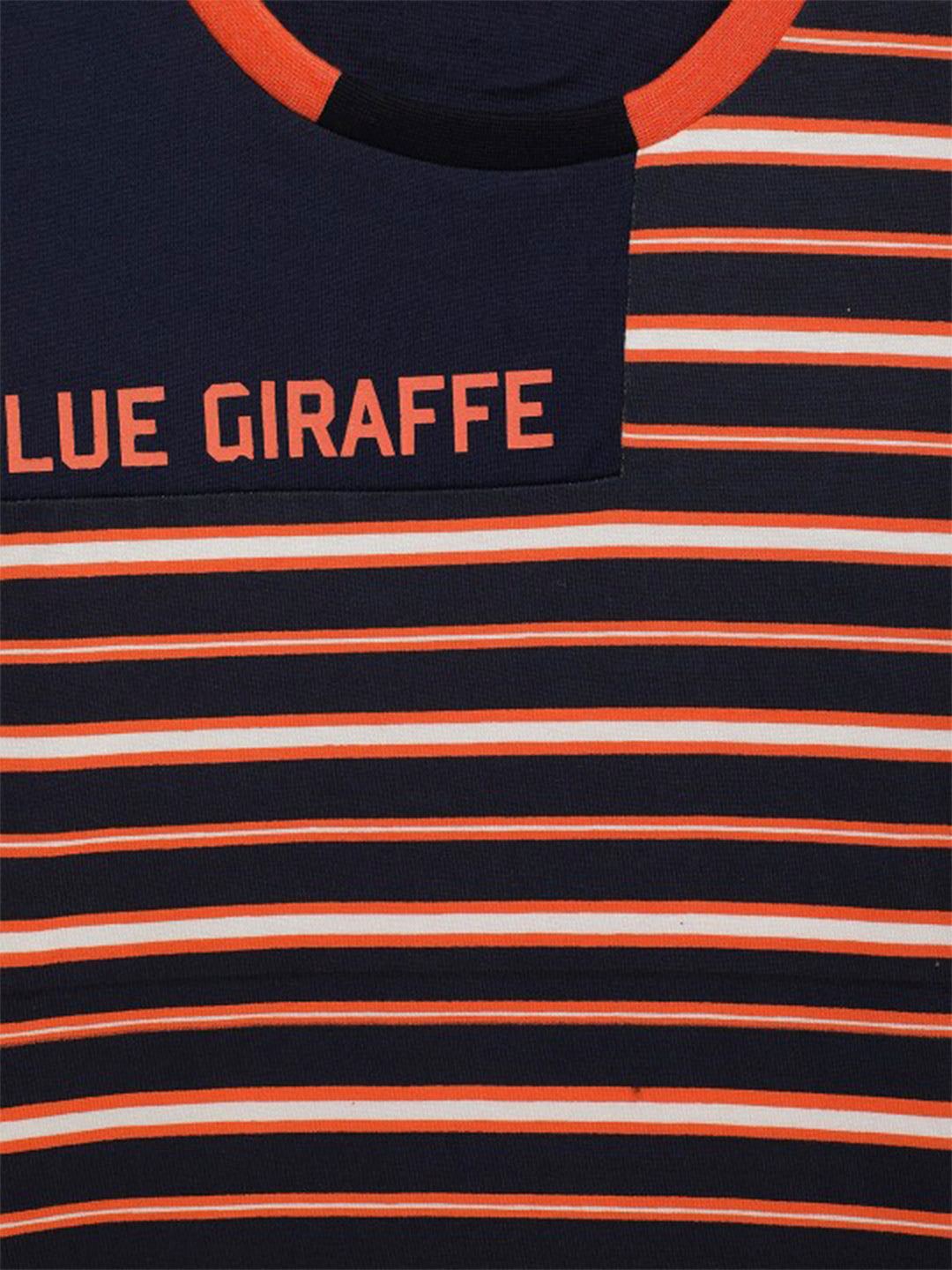 Blue Giraffe Boys Orange Striped Round Neck Short Sleeves Tshirt