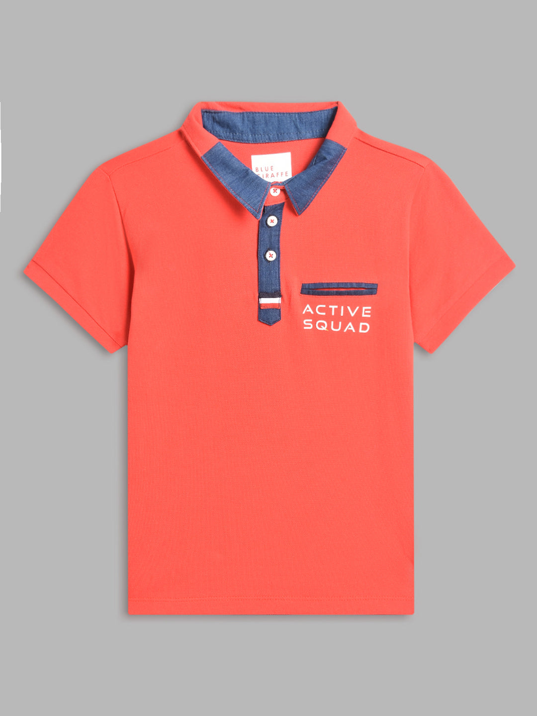 Blue Giraffe Boys Red Solid Polo Collar Short Sleeves Tshirt