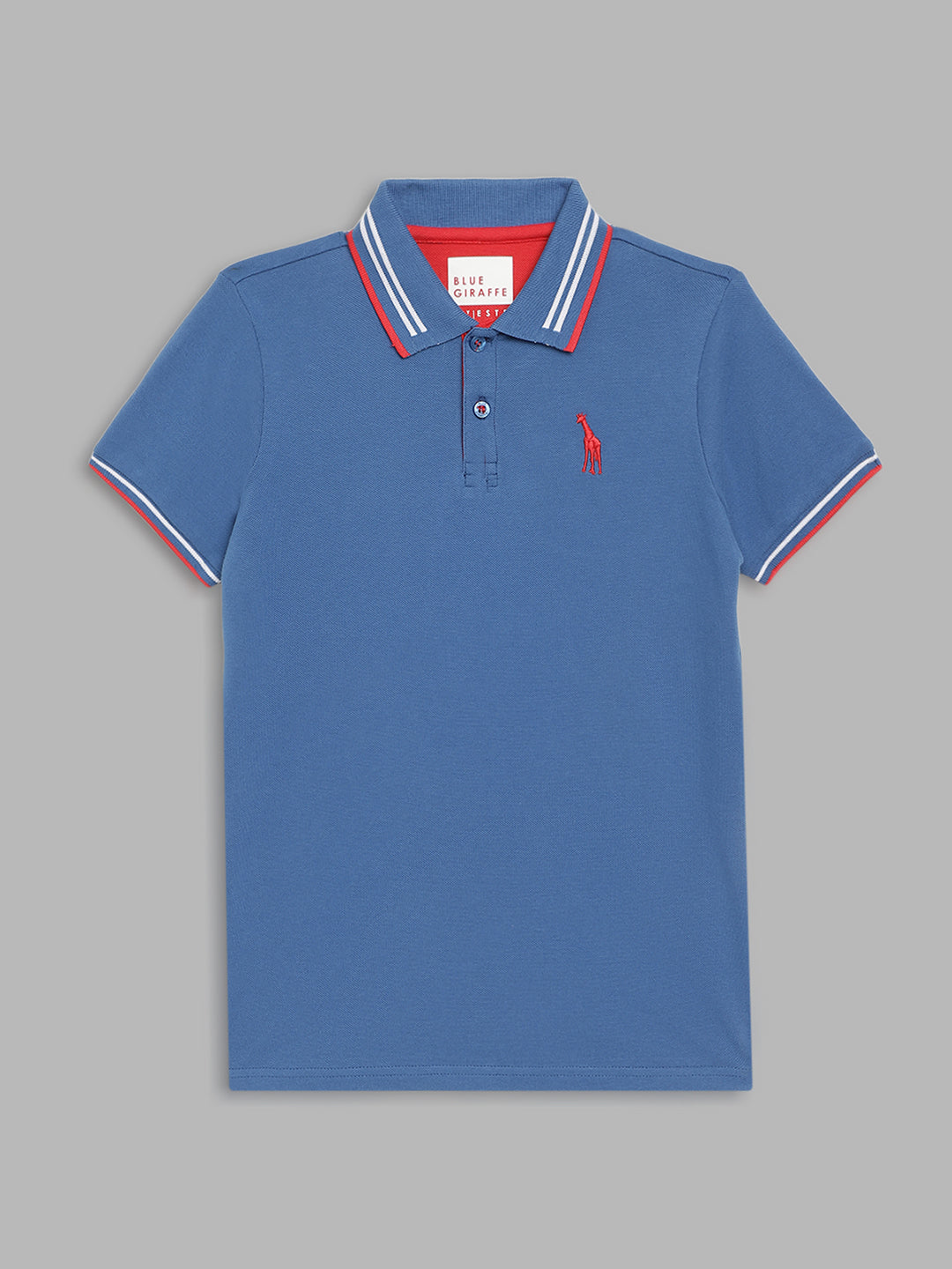 Blue Giraffe Boys Multicolor Solid Polo Collar Short Sleeves Tshirt