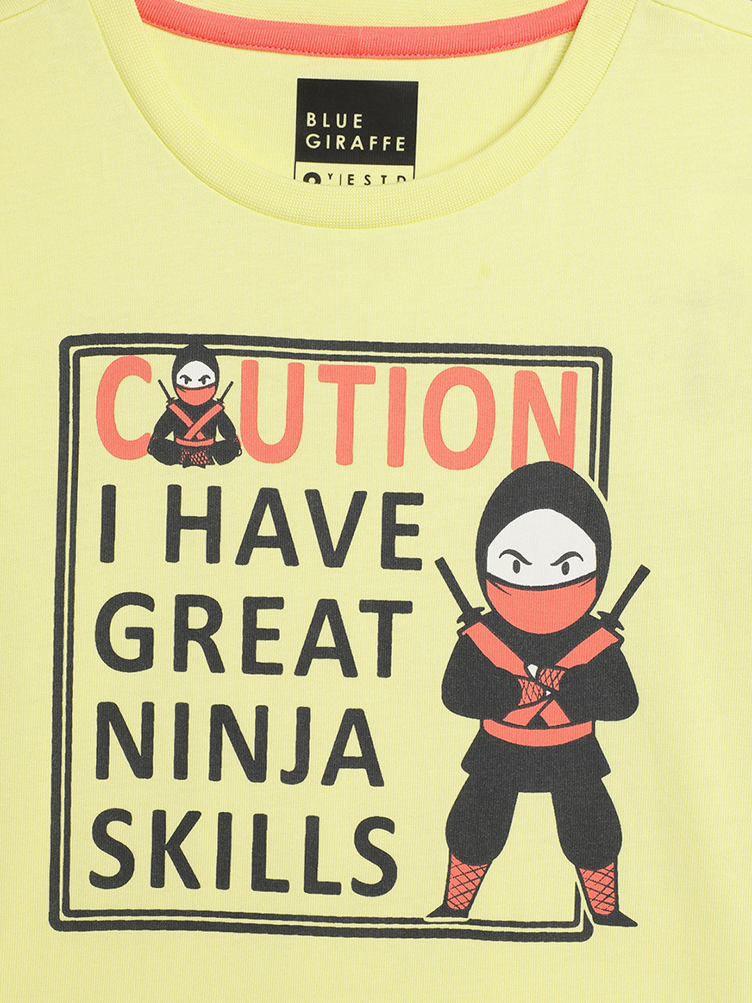 Blue Giraffe Boys Multicolor Printed Round Neck Short Sleeves Tshirt