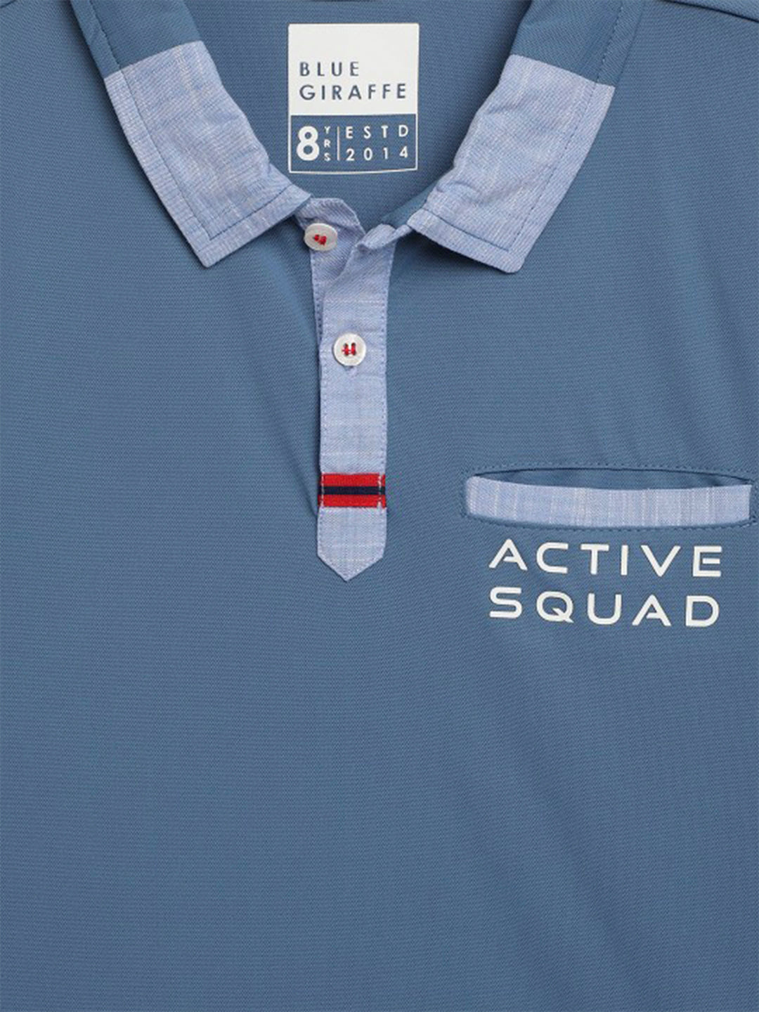 Blue Giraffe Boys Blue Solid Polo Collar Short Sleeves Tshirt