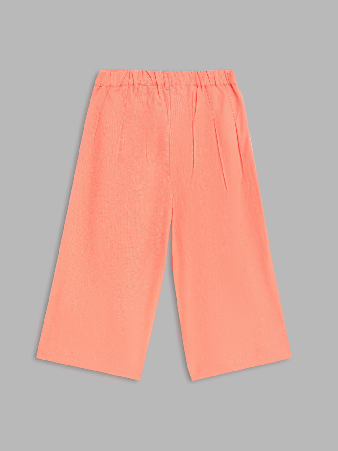 Blue Giraffe Girls Peach Solid Straight Fit Mid-Rise Pleated Trouser