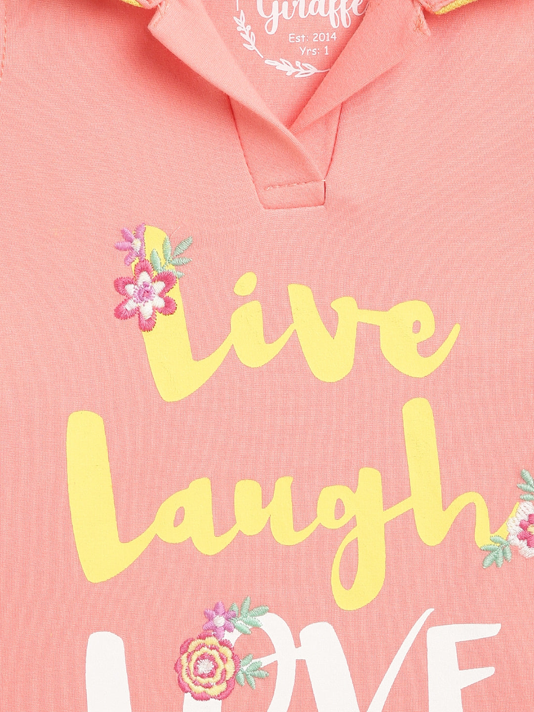 Blue Giraffe Girls Pink Printed Collar Neck Sleeveless Dress