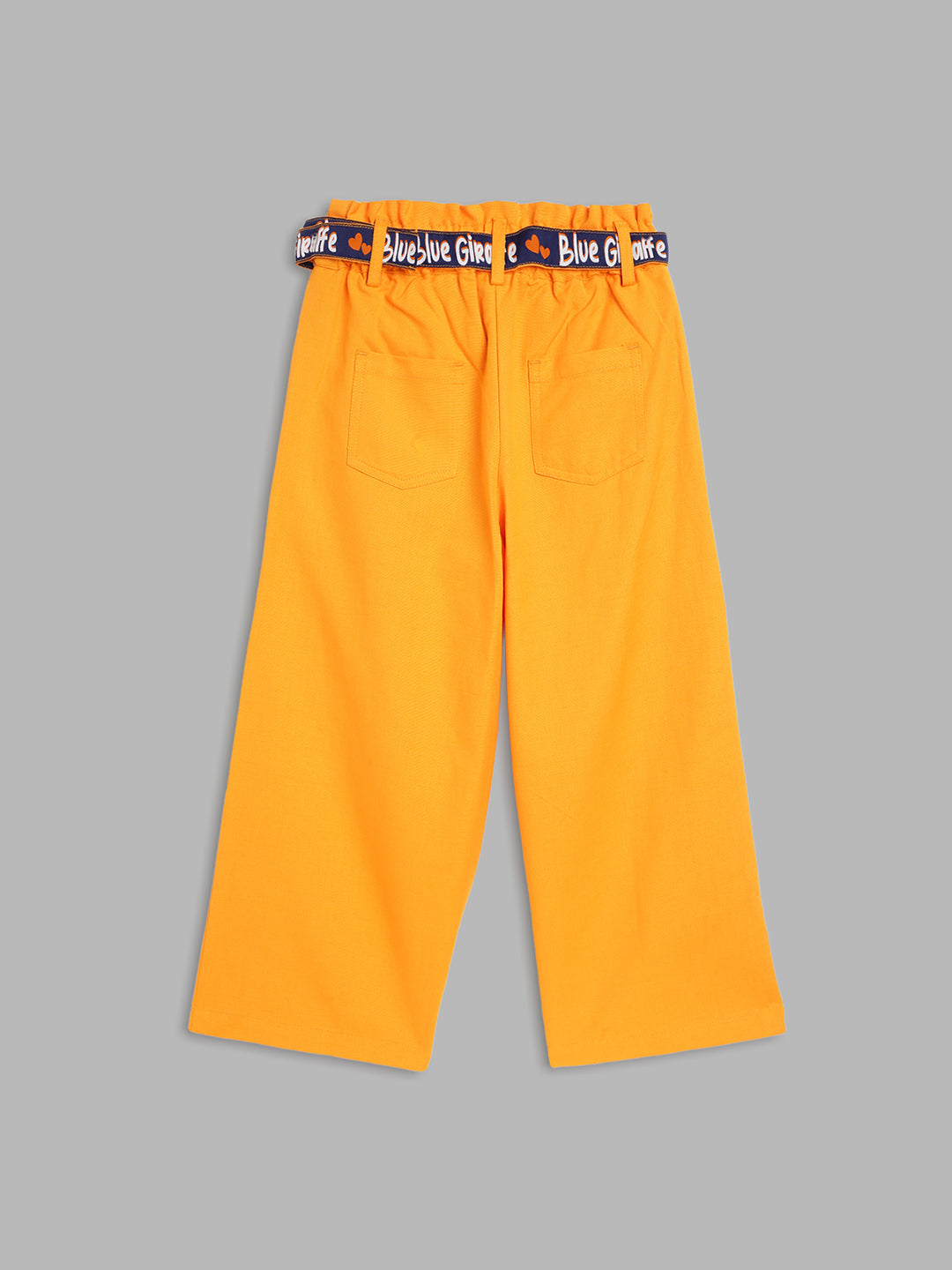 Blue Giraffe Girls Orange Solid Regular Fit Mid-Rise Flat-Front Trouser