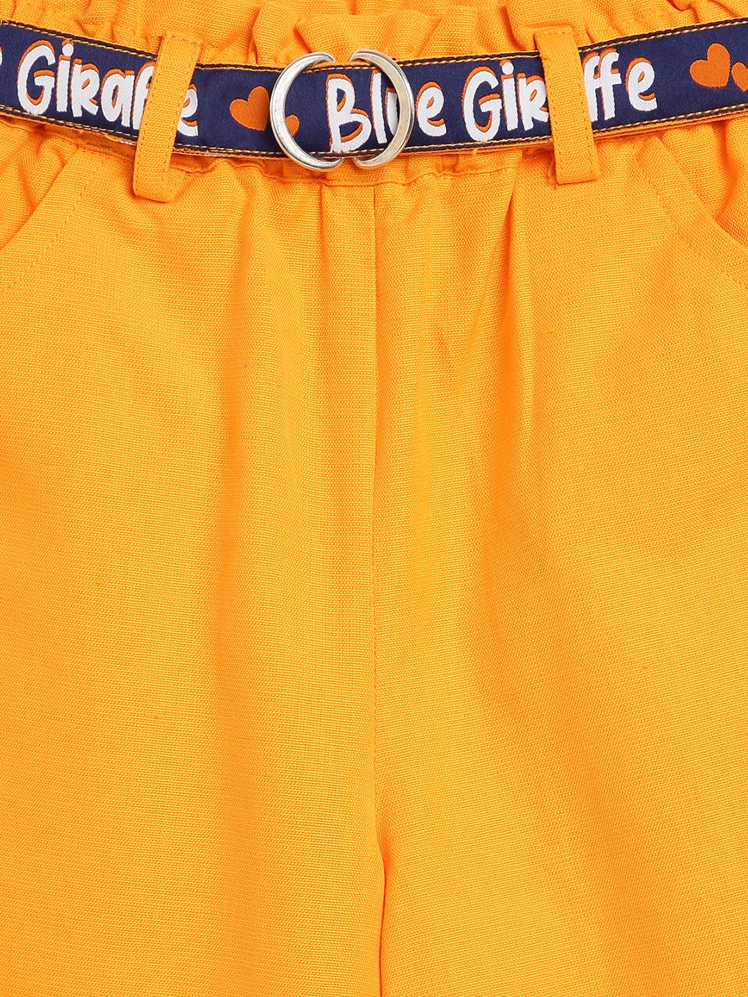 Blue Giraffe Girls Orange Solid Regular Fit Mid-Rise Flat-Front Trouser