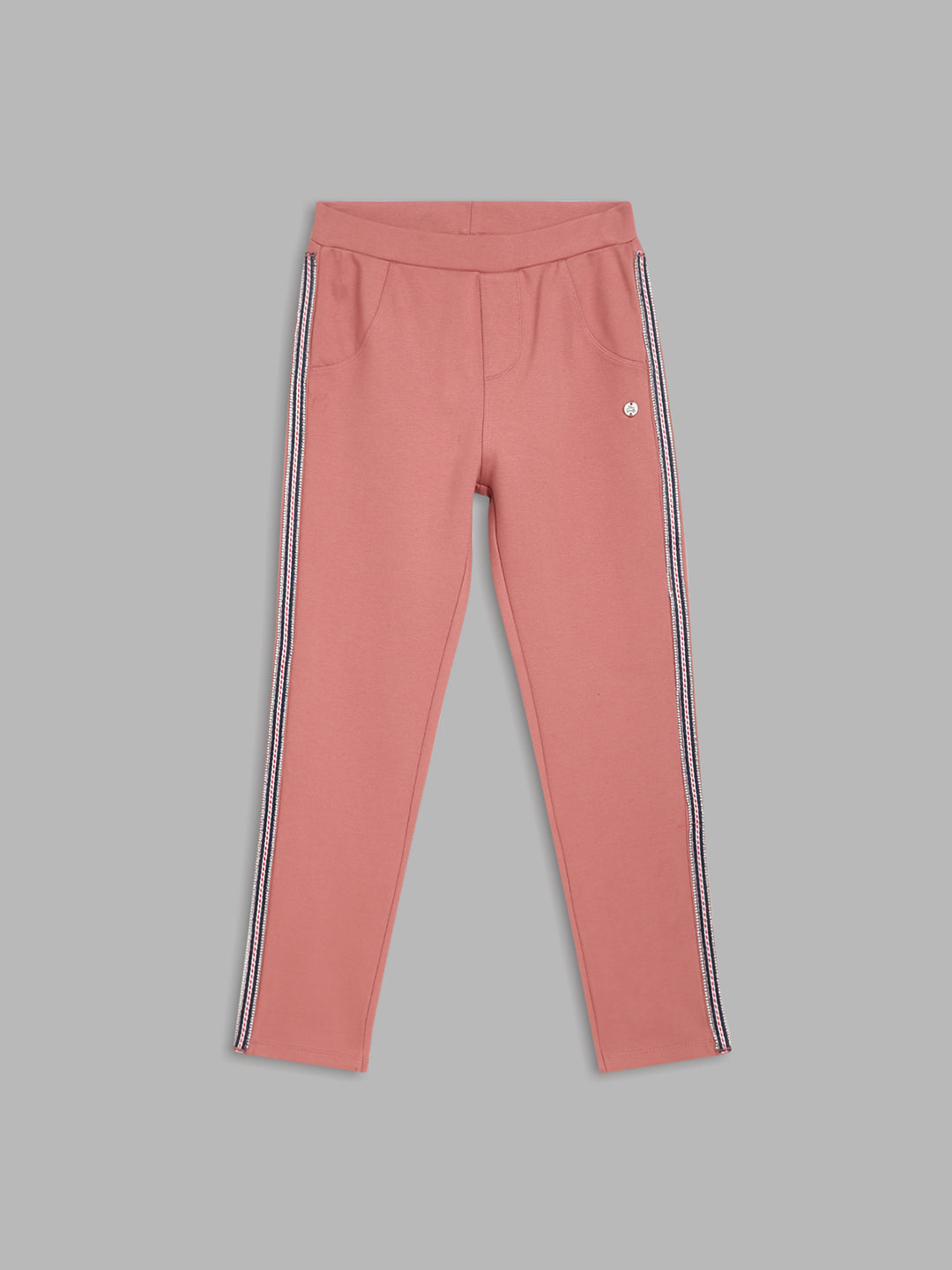 Blue Giraffe Girls Navy Blue Solid Fitted Jegging