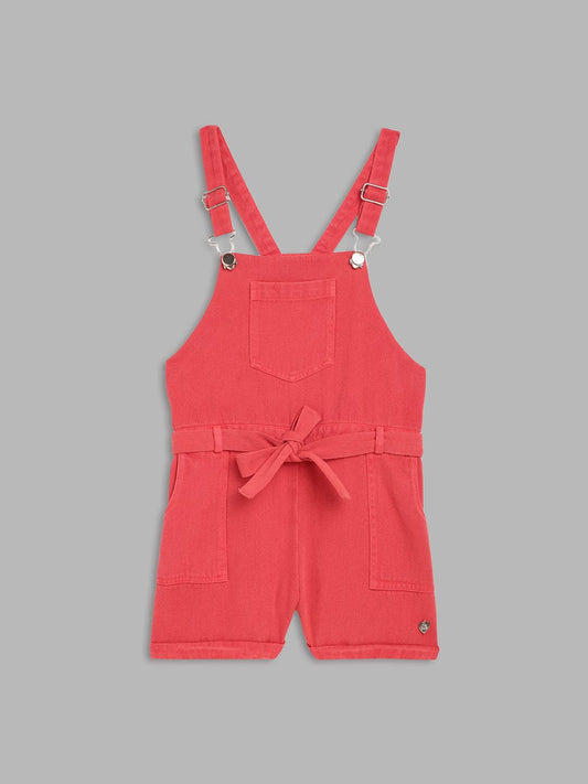 Blue Giraffe Girls Red Playsuit