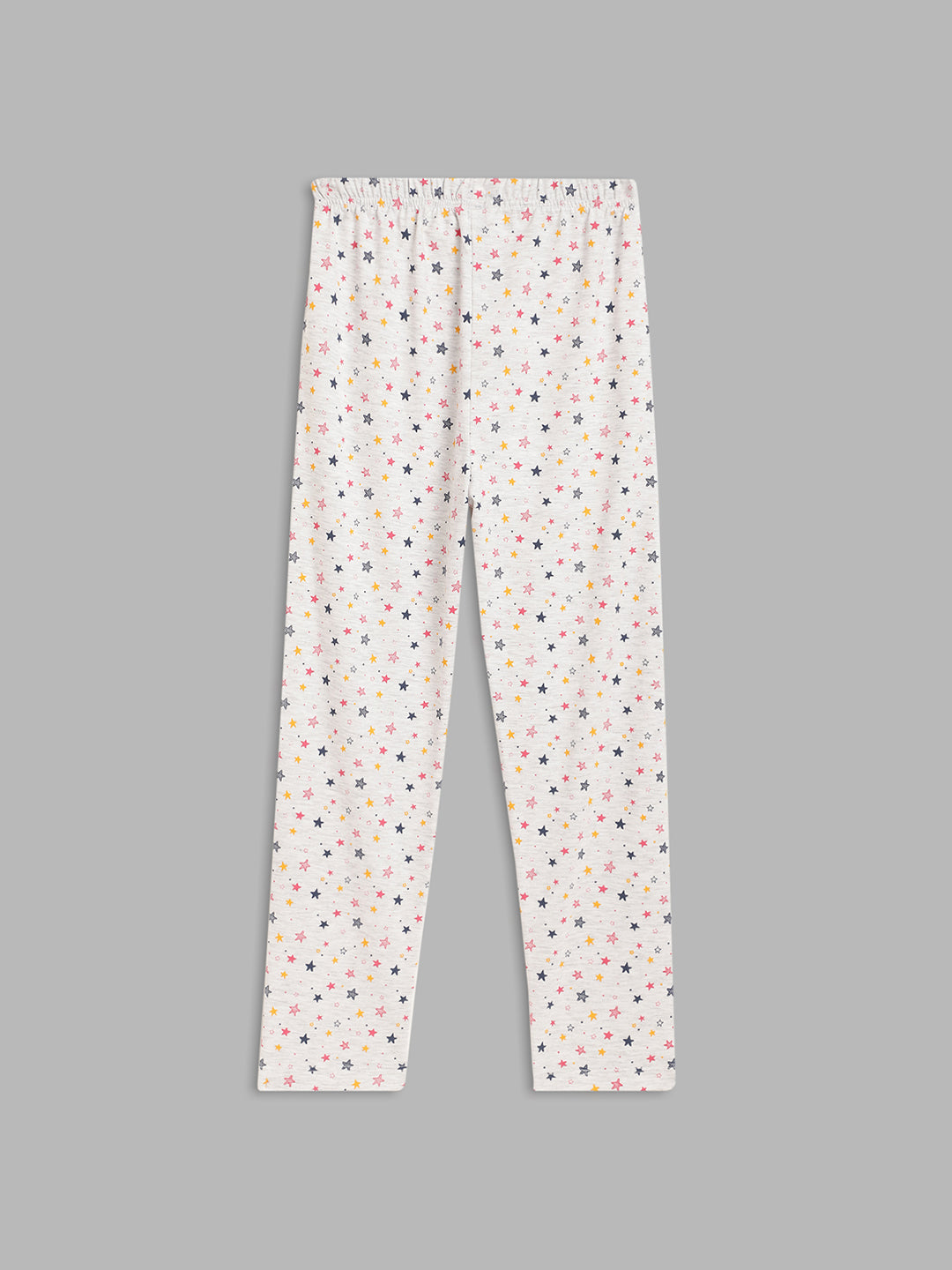 Blue Giraffe Girls White Printed Fitted Mid-Rise Leggings