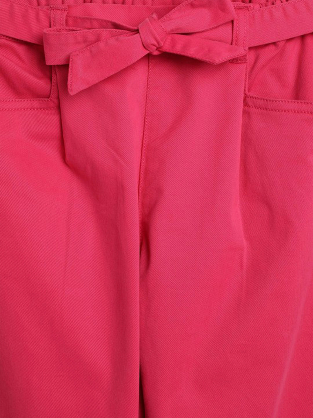 Blue Giraffe Girls Pink Solid Straight Fit Flat-Front Trouser