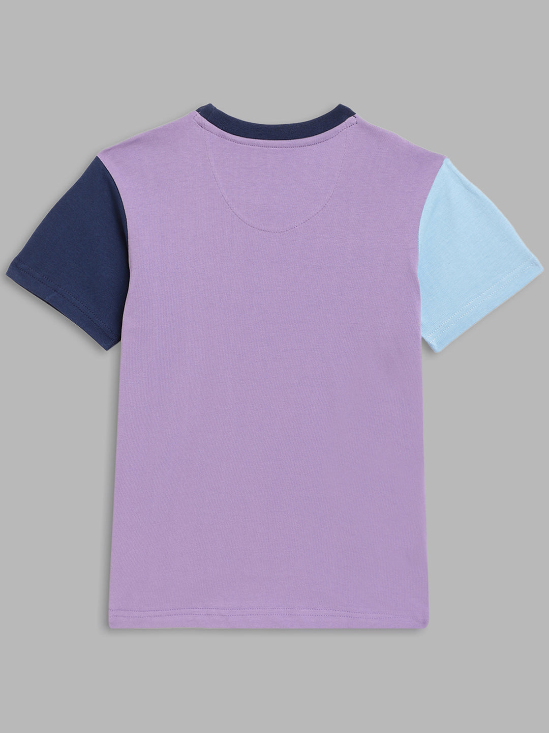 Blue Giraffe Boys Purple Printed Round Neck Short Sleeves Tshirt
