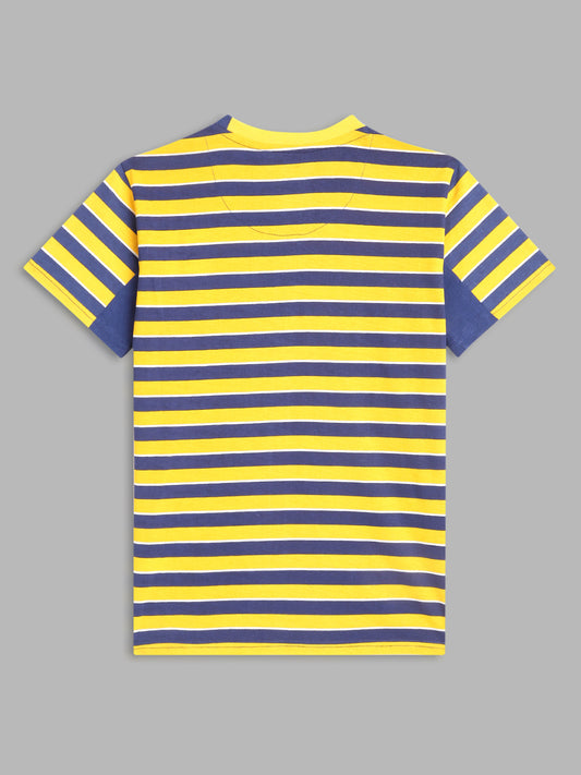 Blue Giraffe Boys Yellow Printed Round Neck Short Sleeves Tshirt
